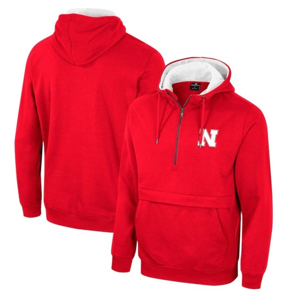 Nebraska Huskers Colosseum Men's XL Half-Zip‎ Hoodie - Scarlet Color NWT - Picture 1 of 11